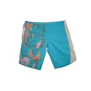 Volcom Miss Modulator Women’s Boardshorts Sz 9 Turquoise Pink Abstract Surf Swim